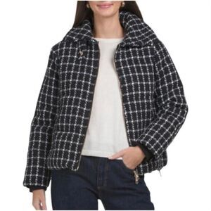Jason Wu Plaid Tweed Puffer Coat Size M NWT